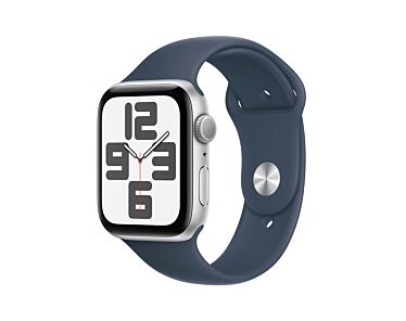 Apple Watch SE GPS Koperta 44mm z Aluminium w kolorze Srebrnym z Paskiem sportowym w kolorze Sztormowego błękitu - rozmiar S/M