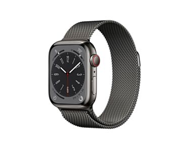 Apple Watch Series 8 GPS + Cellular Koperta 41mm ze Stali nierdzewnej w kolorze Mocnego grafitu z Bransoletą mediolańską w kolorze Mocnego grafitu