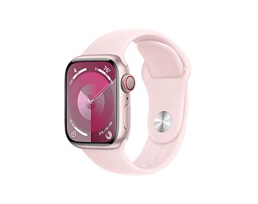 Apple Watch Series 9 GPS + Cellular Koperta 41mm z Aluminium w kolorze Różowym z Paskiem sportowym w kolorze Jasnoróżowym - rozmiar M/L