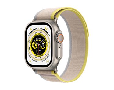 Apple Watch Ultra GPS + Cellular Koperta 49mm z Tytanu z Opaską Trail w kolorze żółtym/beżowym - rozmiar S/M