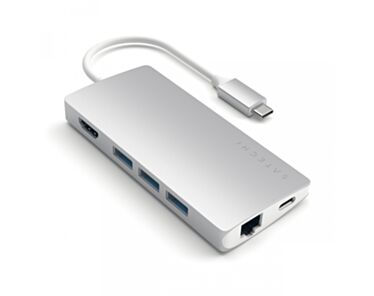 Satechi USB-C Multiport Ethernet V2 HUB - 3xUSB 3.0 / Ethernet / HDMI / USB-C (PD) / SD / microSD / Silver (srebrny)