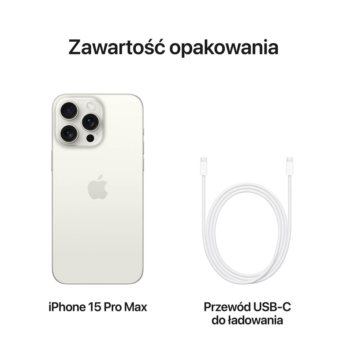 iPhone 15 Pro Max- Tytan biały- zestaw
